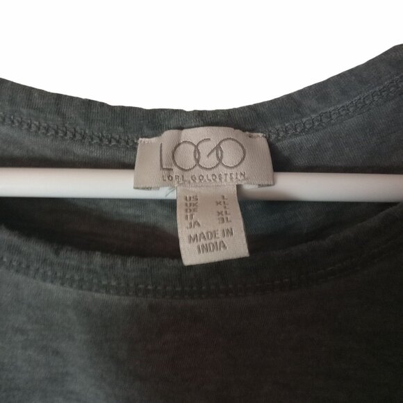 Logo Lori Goldstein Womens Gray Elbow Sleeve Tunic Top Pockets Size L  A592714 - Picture 6 of 14